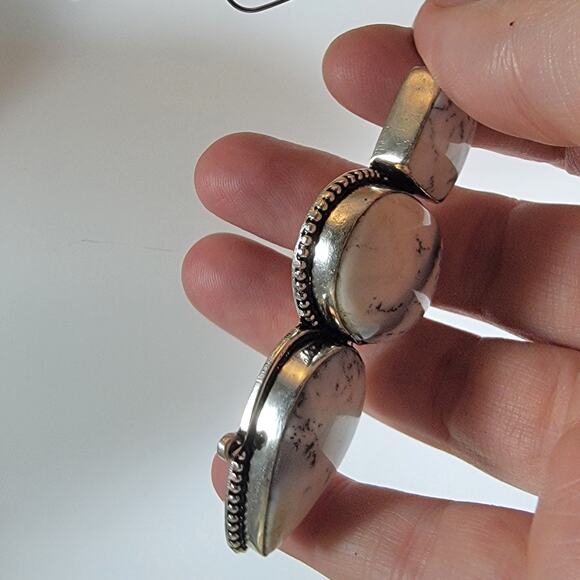 Dendritic Opal Pendant Necklace – Triple Stone Design + 20" Sterling Chain - Picture 7 of 10